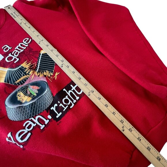 Vtg NHL Chicago Blackhawks Men XL Sweatshirt Its Just A Game Hockey Puck Graphic - Picture 11 of 12